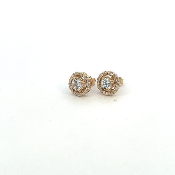 Natural White Sapphire Diamond Stud Earrings 14k Gold 0.97 TCW Certified 216092 - Picture 11 of 15